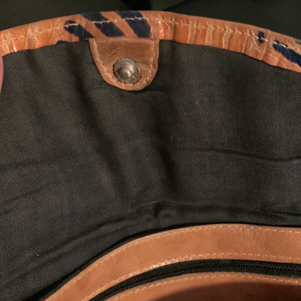 Leather wallet lined with snap closure boho aztec - Picture 3 of 8